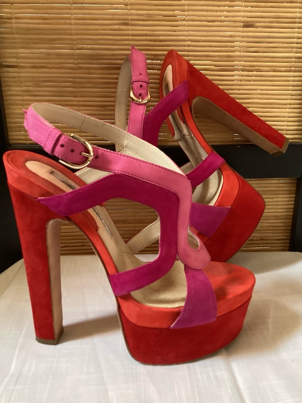 ♦️ BRIAN ATWOOD Daria Sandals Suede Heels Sz 7 EUC $810 Rtl designer shoes Italy